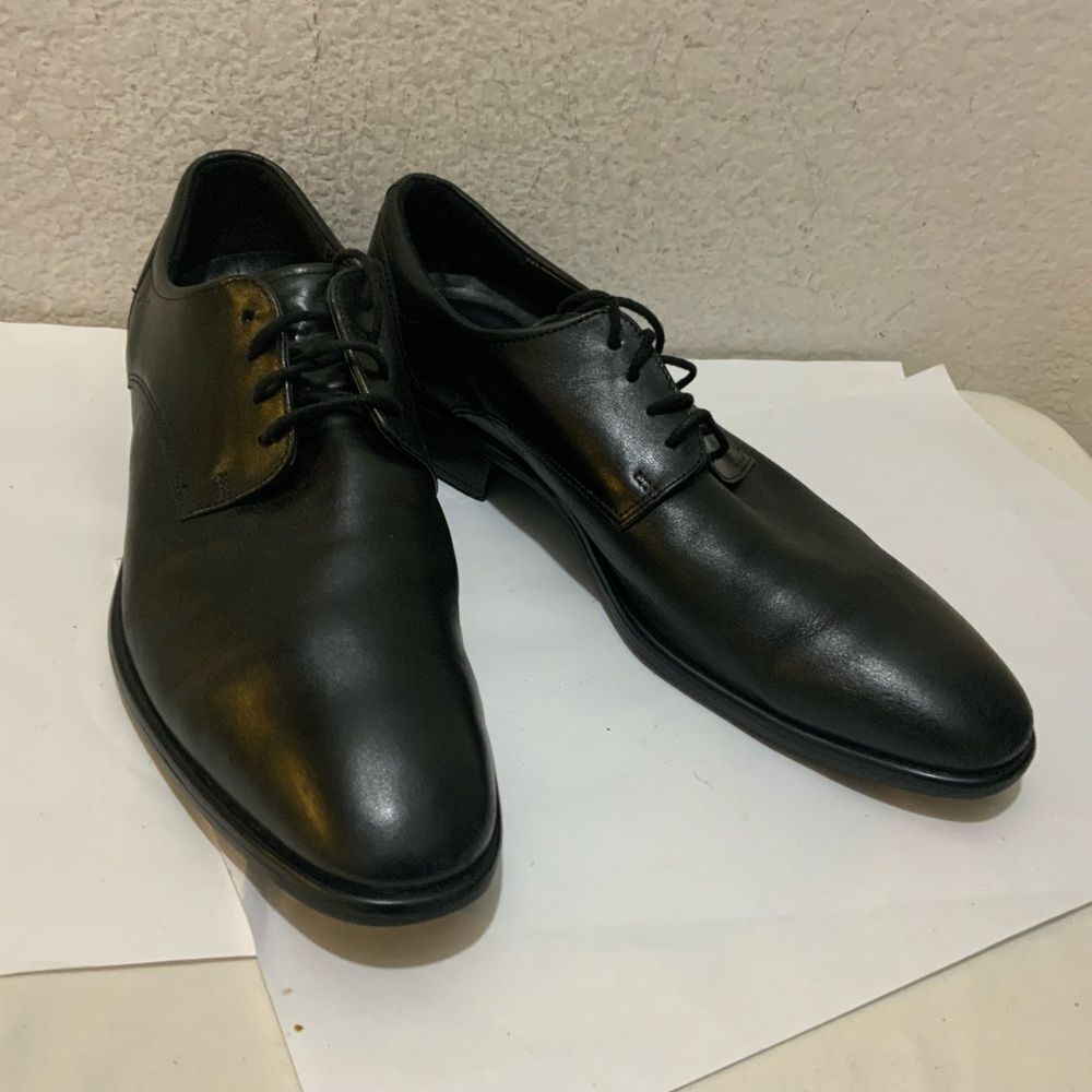 Ecco City Tray Tech Lace Up Dress Shoe Leather Black Size EU 47 (13-13.5)